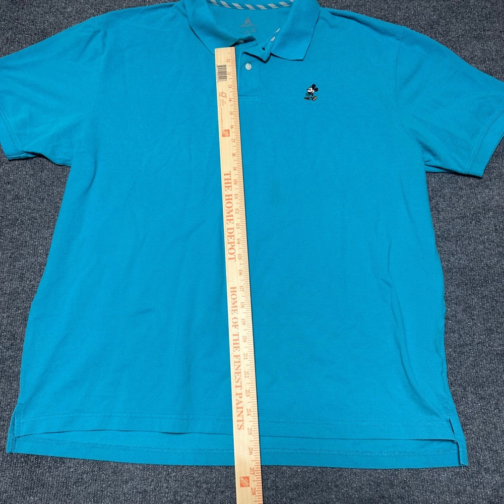 Disney Parks Mickey Mouse Embroidered Pique Polo Shirt Turquoise Blue Mens XL - Picture 6 of 7